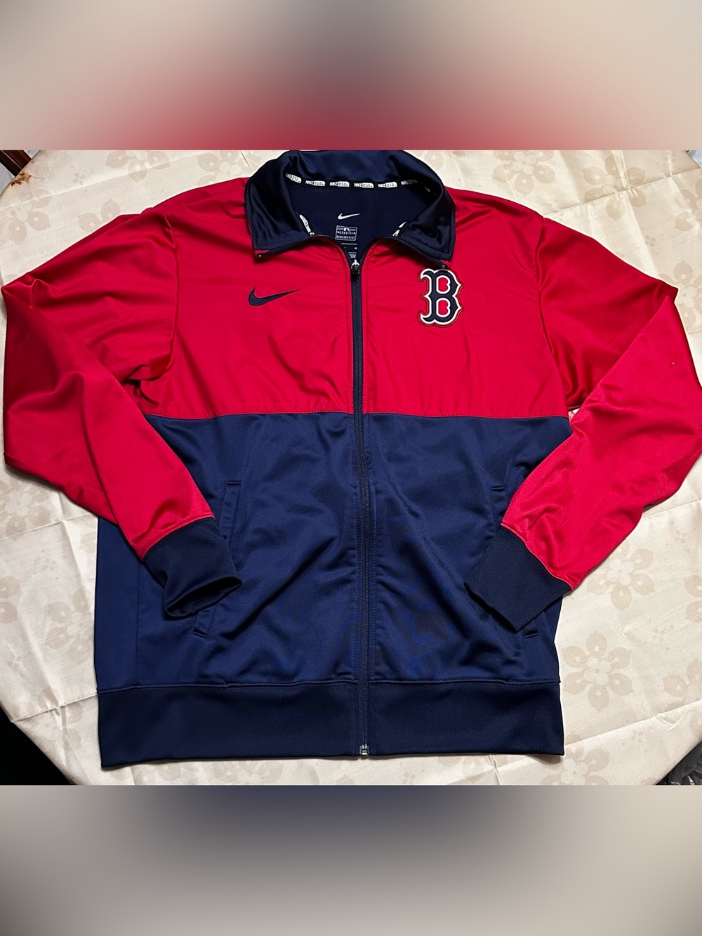 Nike Men’s Red and Navy Boston Red Sox ‘B’ Zip Windbreaker Jacket